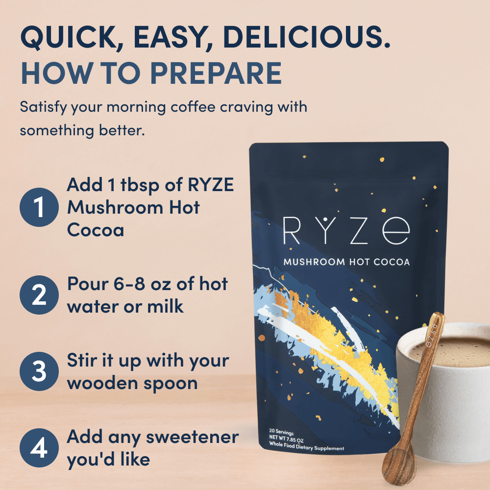 RYZE Mushroom Hot Cocoa (1 Pack - 20 Servings)