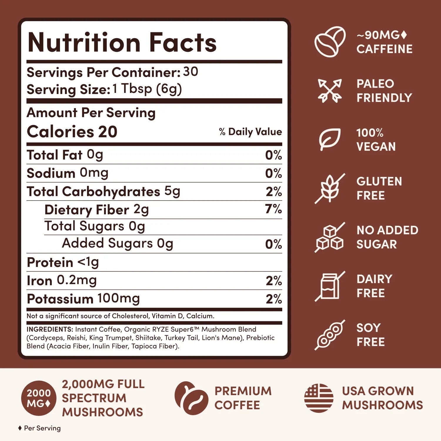 RYZE Mushroom Coffee Dark Roast Starter Kit 60 Serving