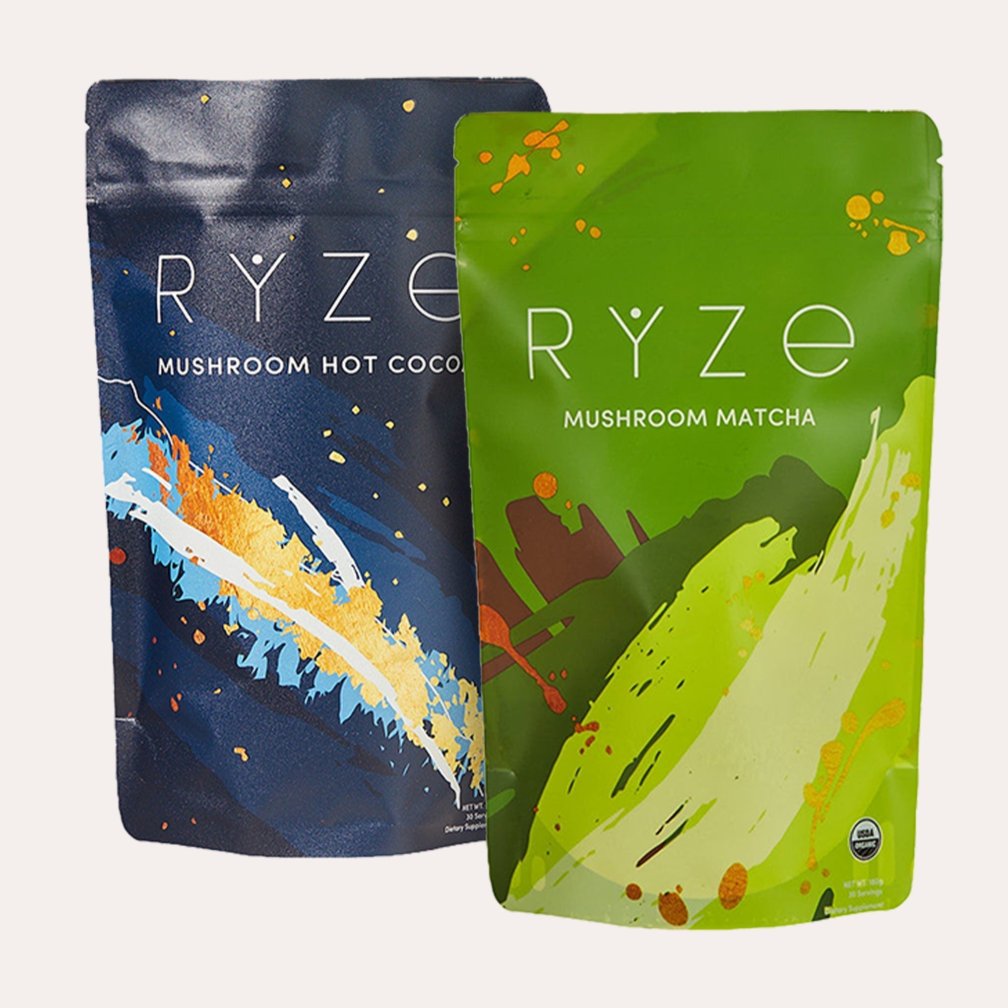 RYZE RYZE Mushroom Matcha - with 6 Organic Adaptogenic Mushrooms Grown In USA and Ceremonial-Grade Japanese Matcha